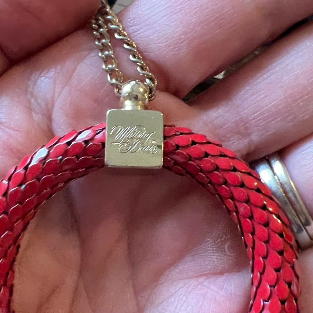 RARE Vintage Whiting and Davis red mesh necklace 24” - Picture 2 of 6